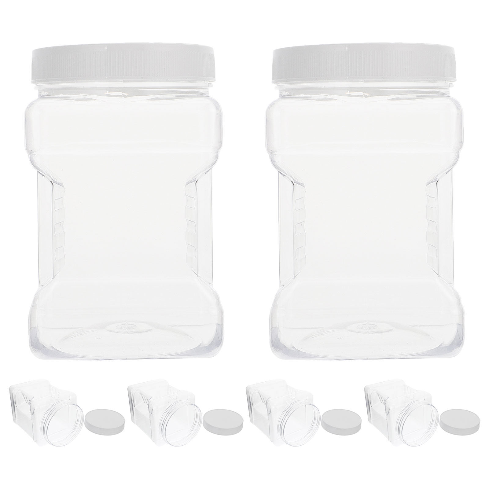 Dry Food Snacks - 6Pcs Transparent Storage Jars Clear Square