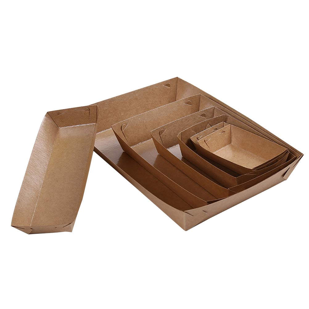Food Packed Snacks - 30Pcs Kraft Paper Disposable Boat Shaped