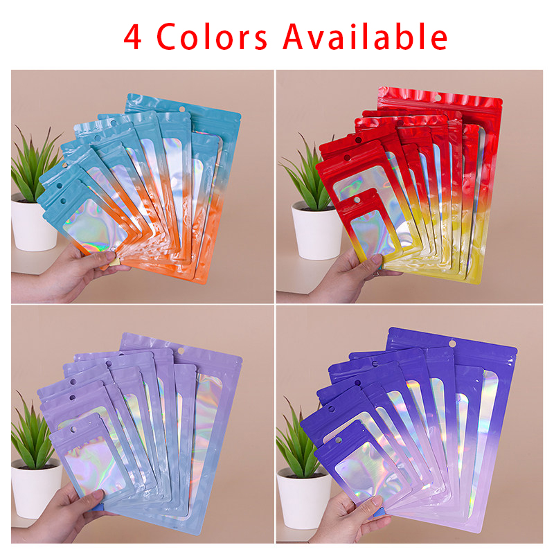 Food Snacks In Usa - Holographic Color Square Zipper Bag, Food‑Grade