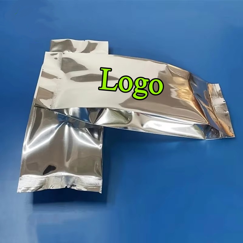 Logo Food Snack - 100PCS Side Gussets Glossy Silver Aluminum