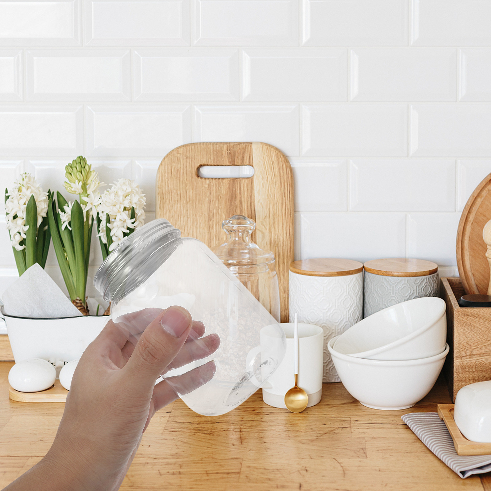 4Pcs Clear Plastic Jars with A - Dry Food Snacks review and price