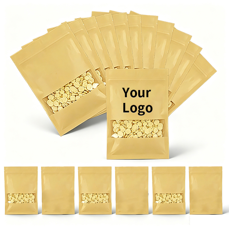 Flat Bottom Kraft Paper Ziploc - Logo Food Snack review and price