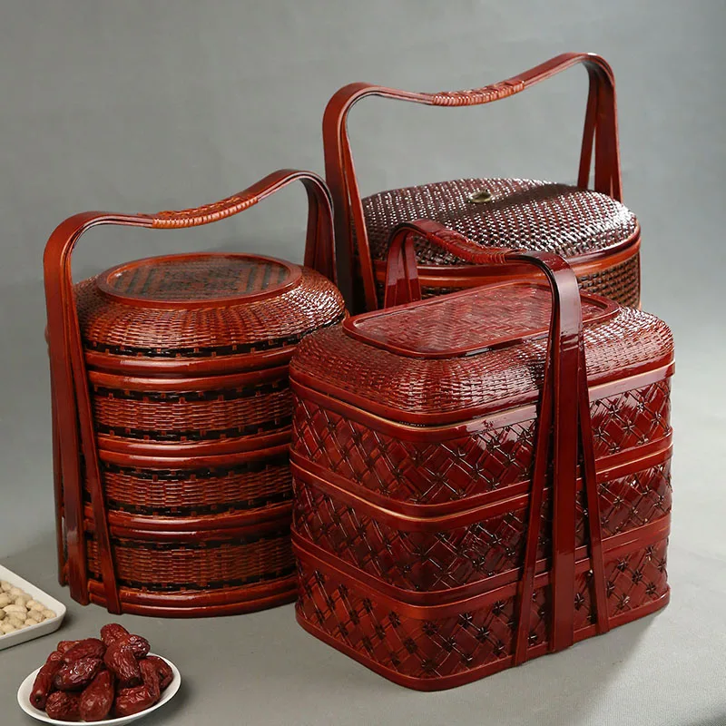 Bamboo Picnic Basket with Lid  - Food Snacks Hamper review and price
