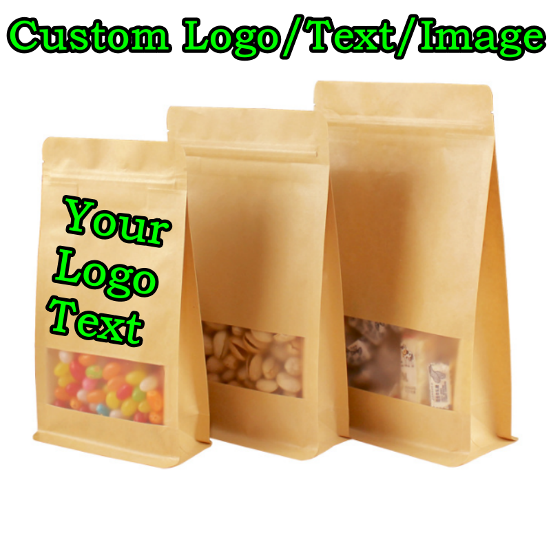 50PCS 3D Stand-up Kraft Paper  - Logo Food Snack review and price