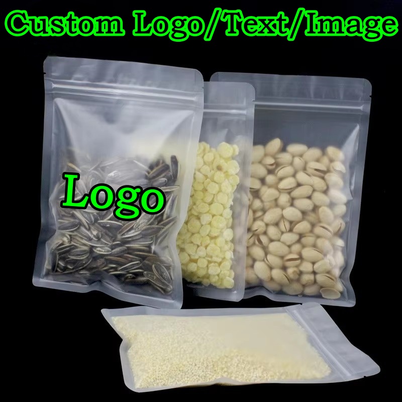 100PCS Frosted Plastic Ziplock - Logo Food Snack review and price