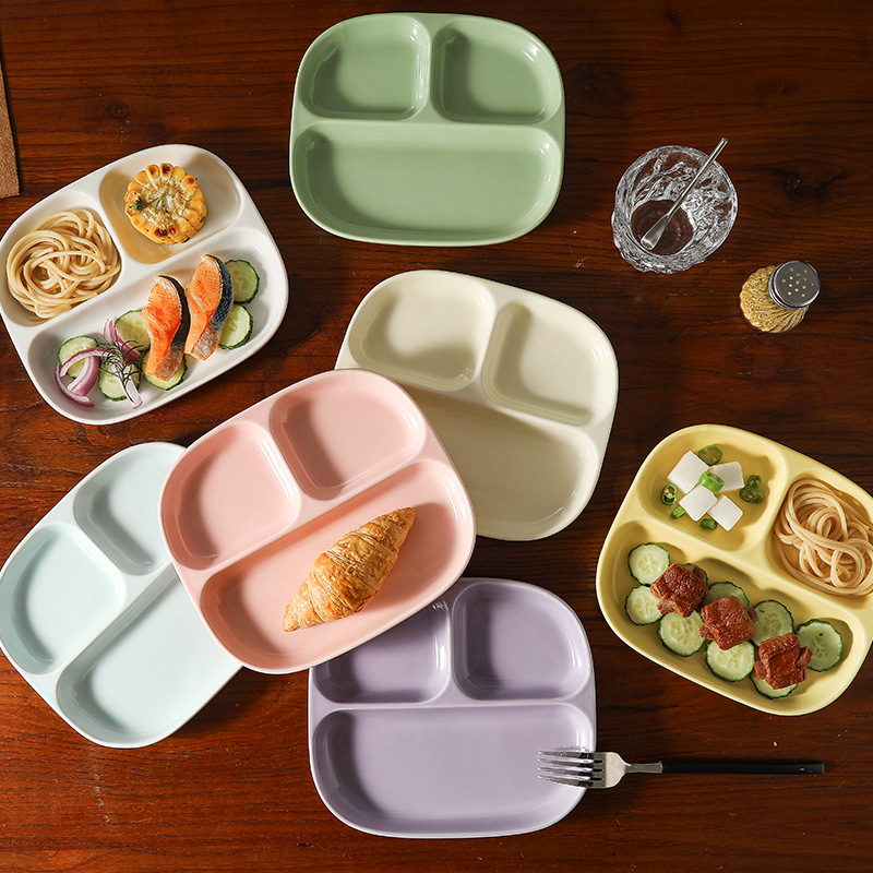 Triple Grid Ceramic Breakfast  - Food Snacks For Weight Loss review and price